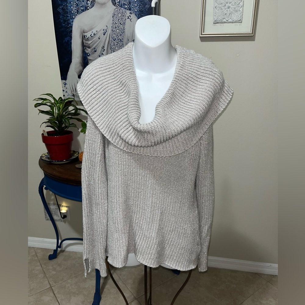 Boston Proper Cowl Neck Cold Shoulder Sweater - M